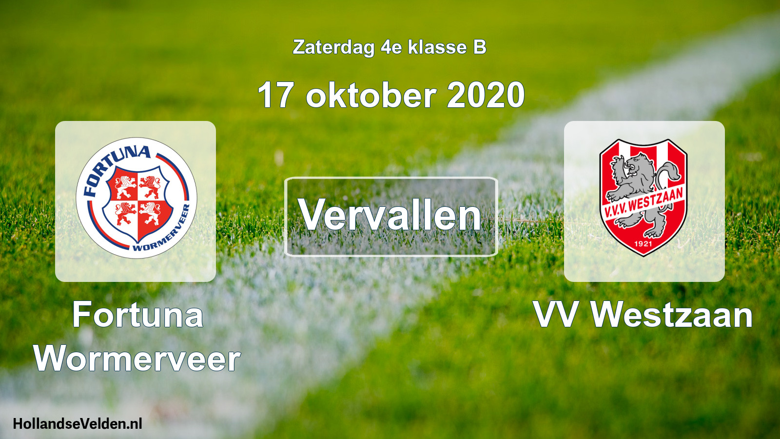 Scheduled Match: Fortuna Wormerveer - VV Westzaan (17 October 2020)