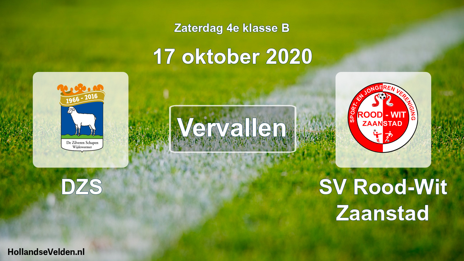 Scheduled Match: DZS - SV Rood-Wit Zaanstad (17 October 2020)