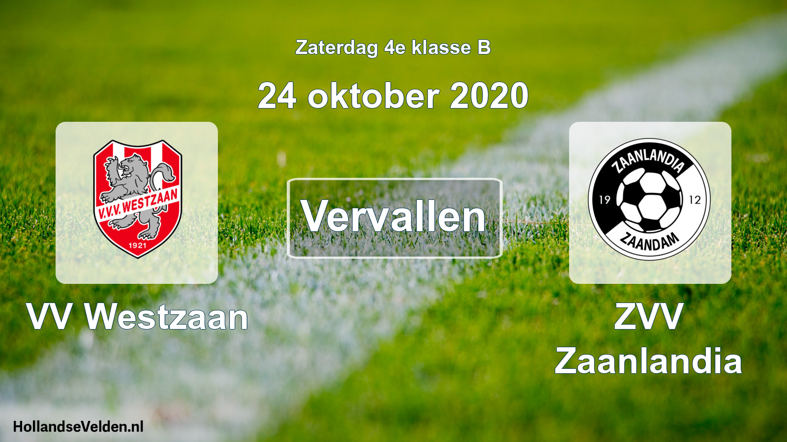 Scheduled Match: VV Westzaan - ZVV Zaanlandia (24 October 2020)
