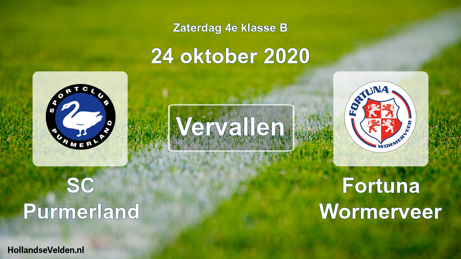 Scheduled Match: SC Purmerland - Fortuna Wormerveer (24 October 2020)
