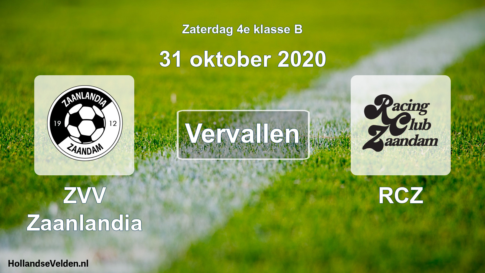 Scheduled Match: ZVV Zaanlandia - RCZ (31 October 2020)