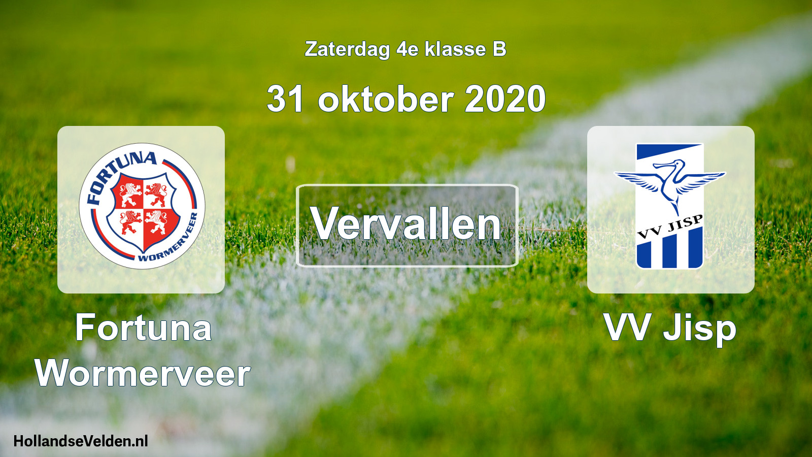 Scheduled Match: Fortuna Wormerveer - VV Jisp (31 October 2020)