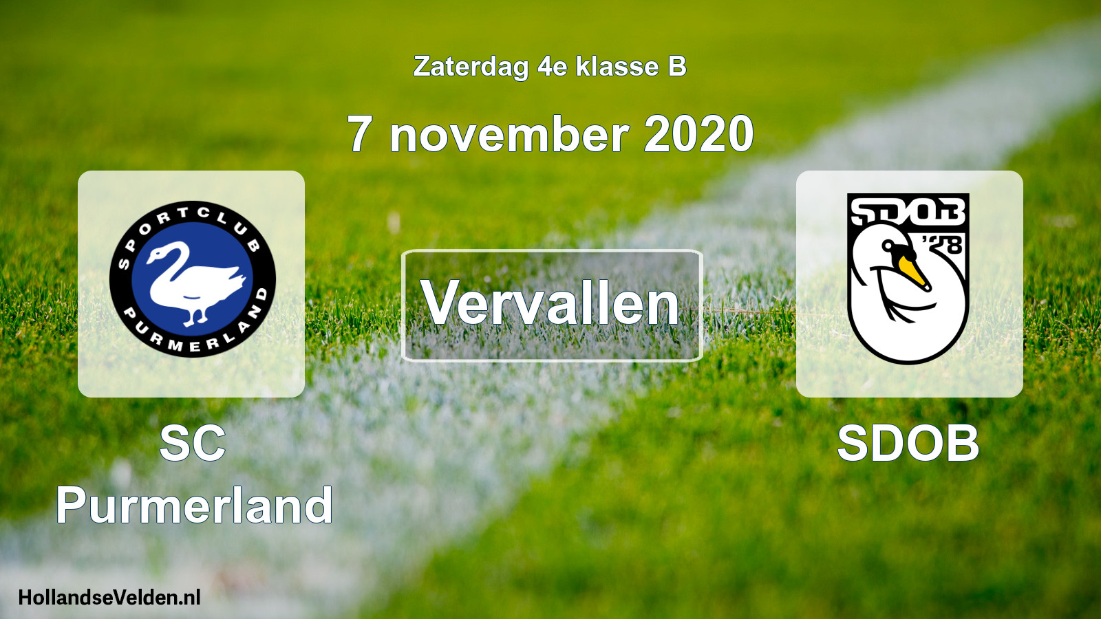 Scheduled Match: SC Purmerland - SDOB (7 November 2020)