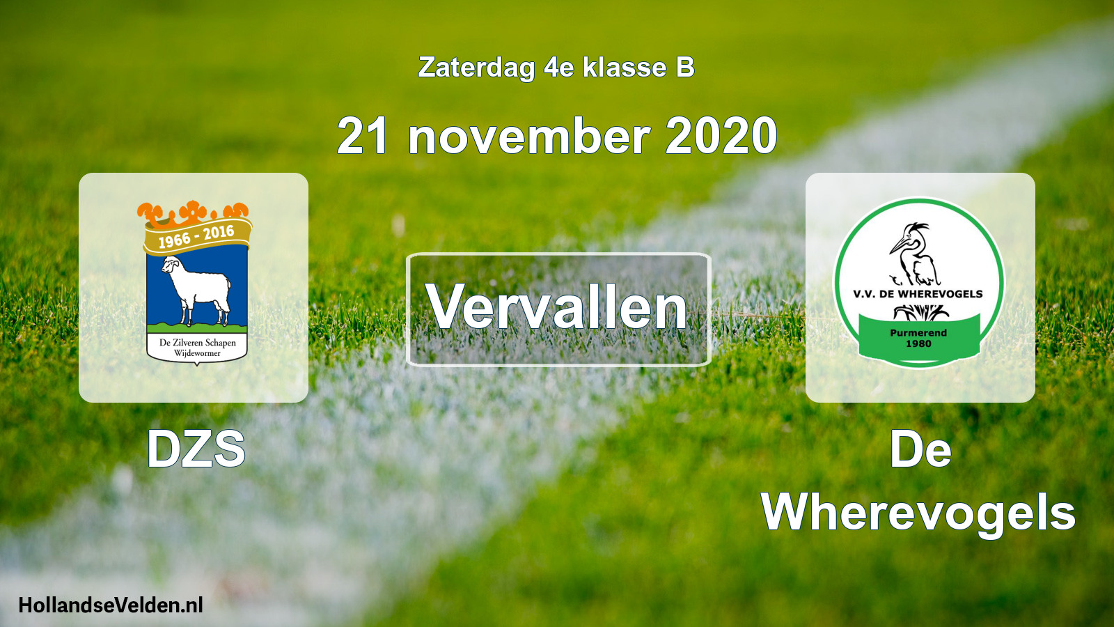 Scheduled Match: DZS - De Wherevogels (21 November 2020)