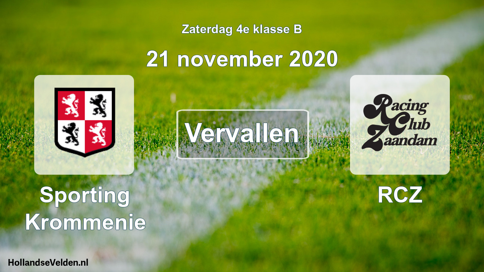 Scheduled Match: Sporting Krommenie - RCZ (21 November 2020)