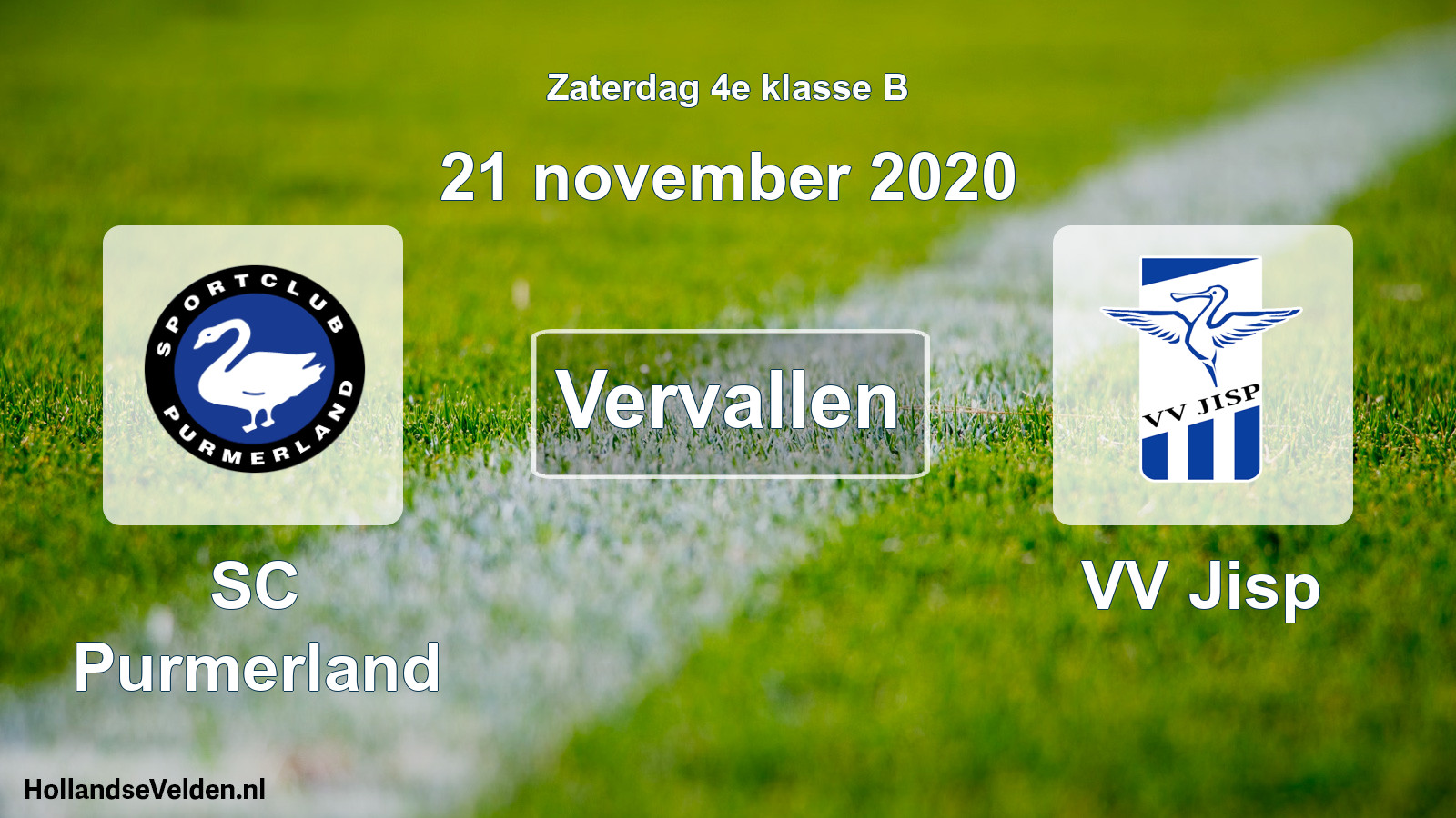 Scheduled Match: SC Purmerland - VV Jisp (21 November 2020)