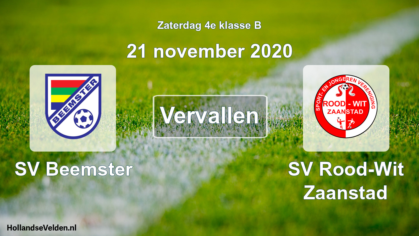 Scheduled Match: SV Beemster - SV Rood-Wit Zaanstad (21 November 2020)