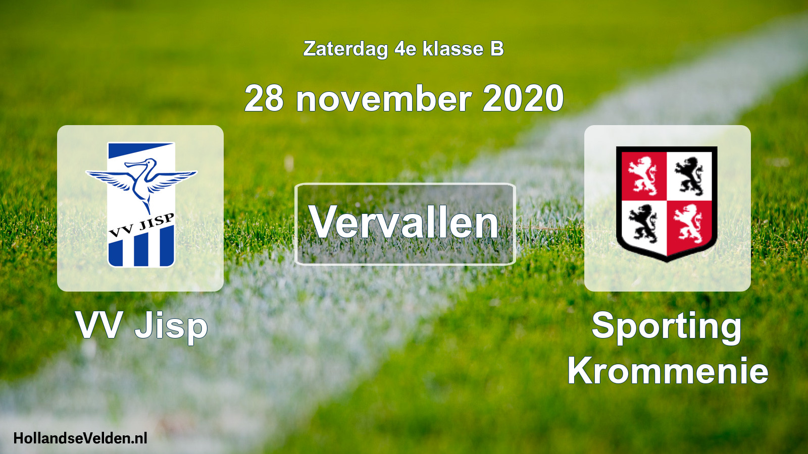 Scheduled Match: VV Jisp - Sporting Krommenie (28 November 2020)