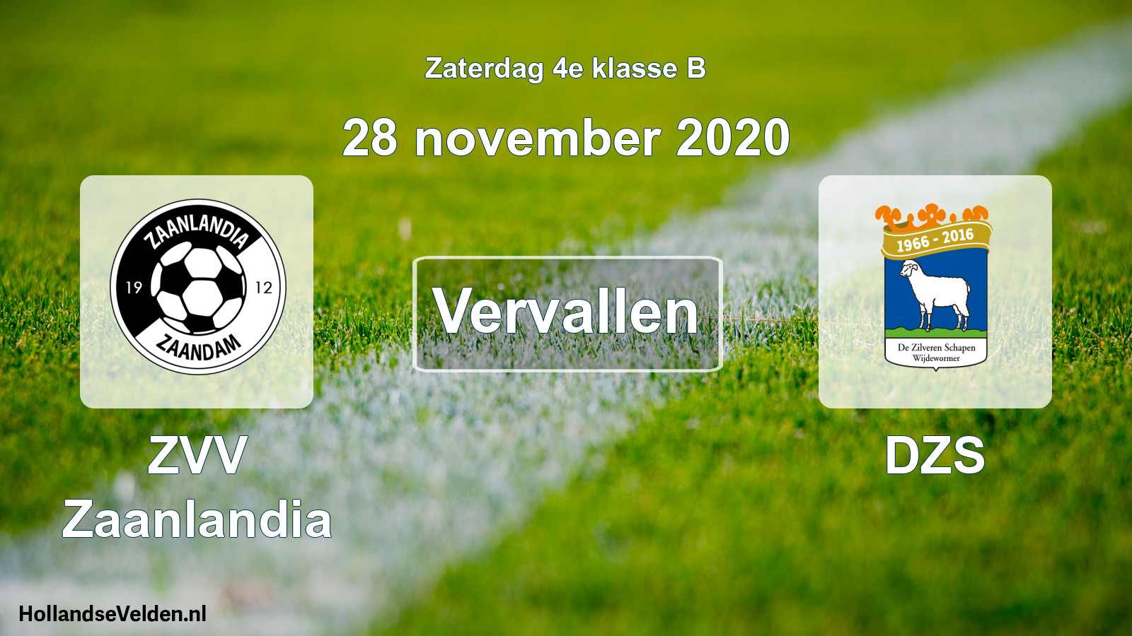 Scheduled Match: ZVV Zaanlandia - DZS (28 November 2020)