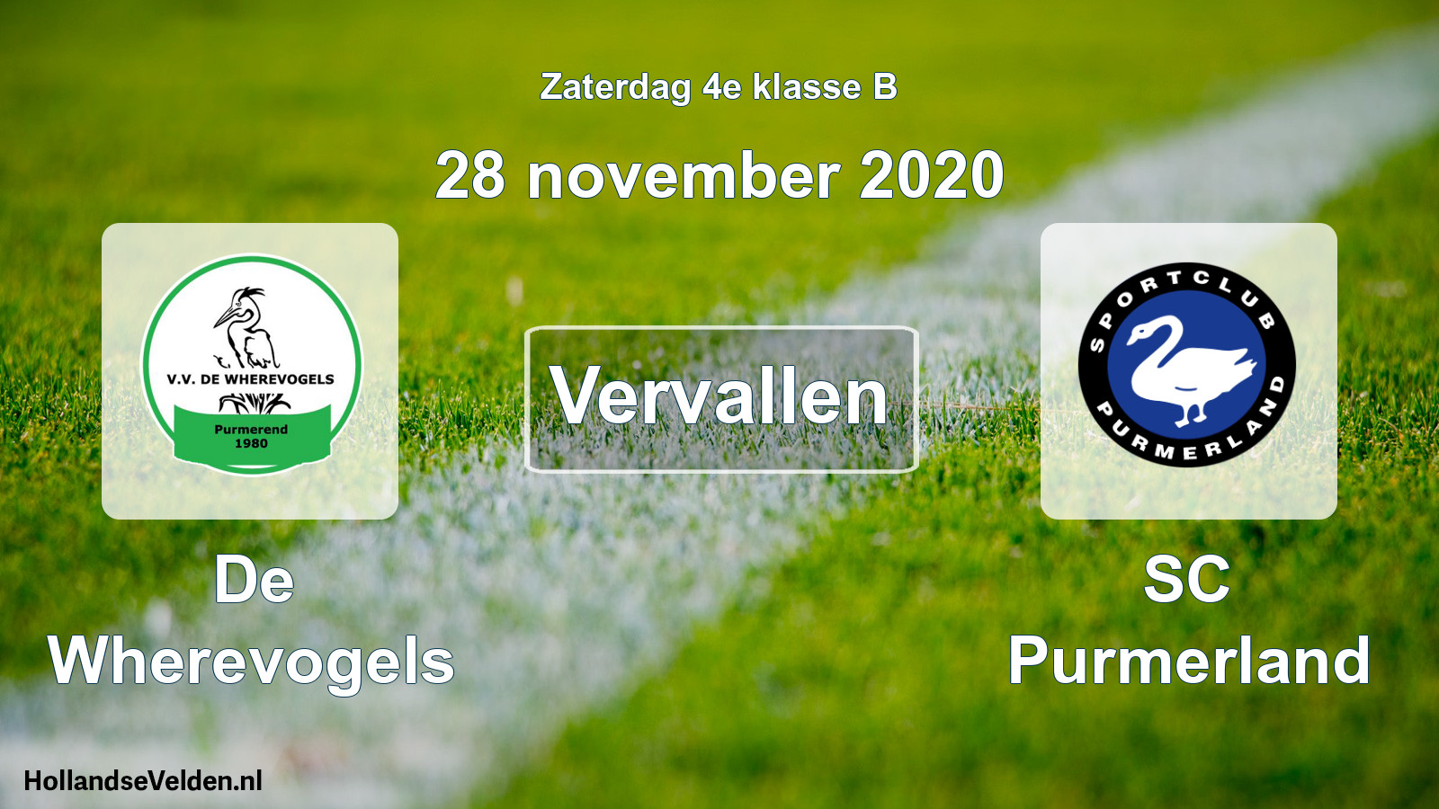 Scheduled Match: De Wherevogels - SC Purmerland (28 November 2020)
