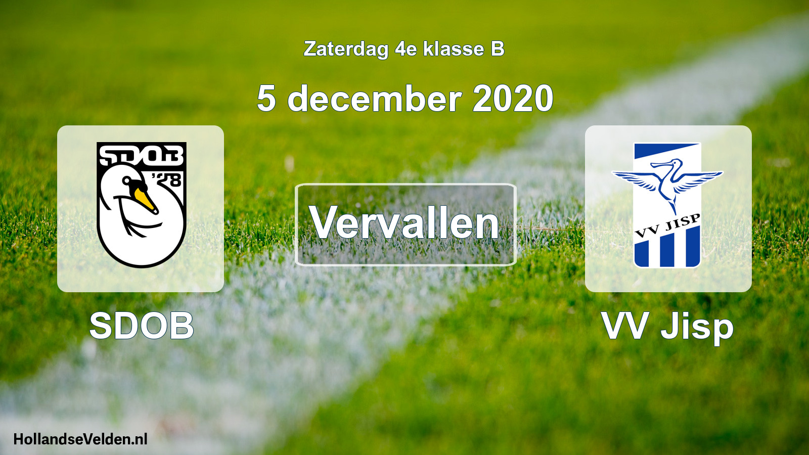 Scheduled Match: SDOB - VV Jisp (5 December 2020)