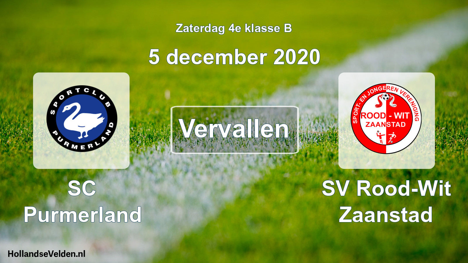 Scheduled Match: SC Purmerland - SV Rood-Wit Zaanstad (5 December 2020)
