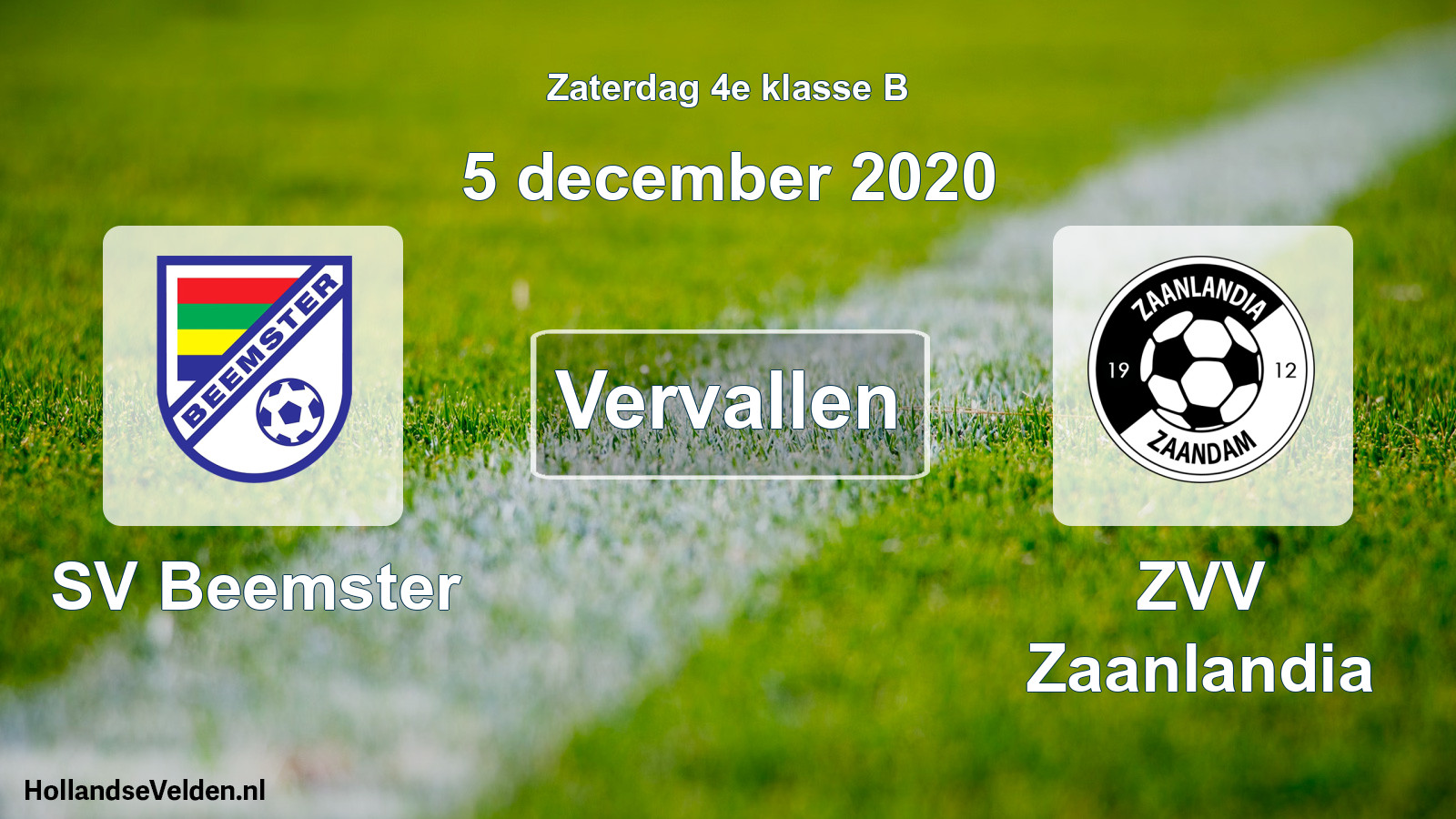 Scheduled Match: SV Beemster - ZVV Zaanlandia (5 December 2020)