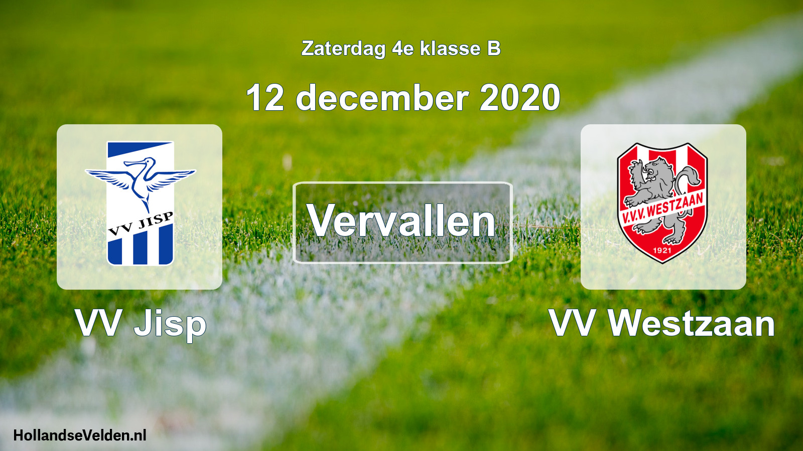 Scheduled Match: VV Jisp - VV Westzaan (12 December 2020)