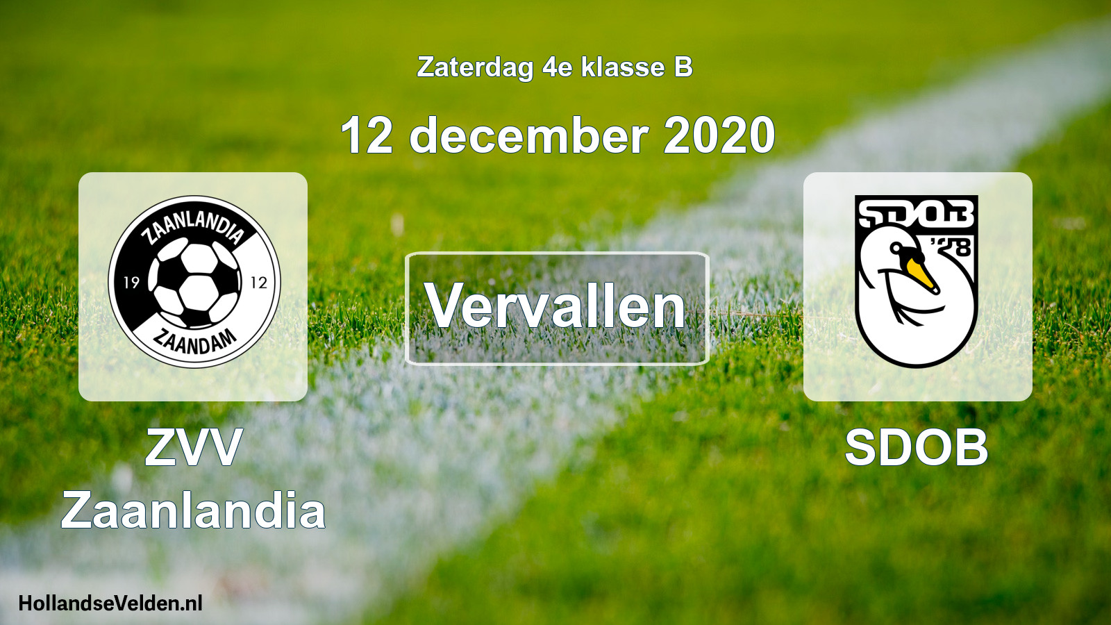Scheduled Match: ZVV Zaanlandia - SDOB (12 December 2020)