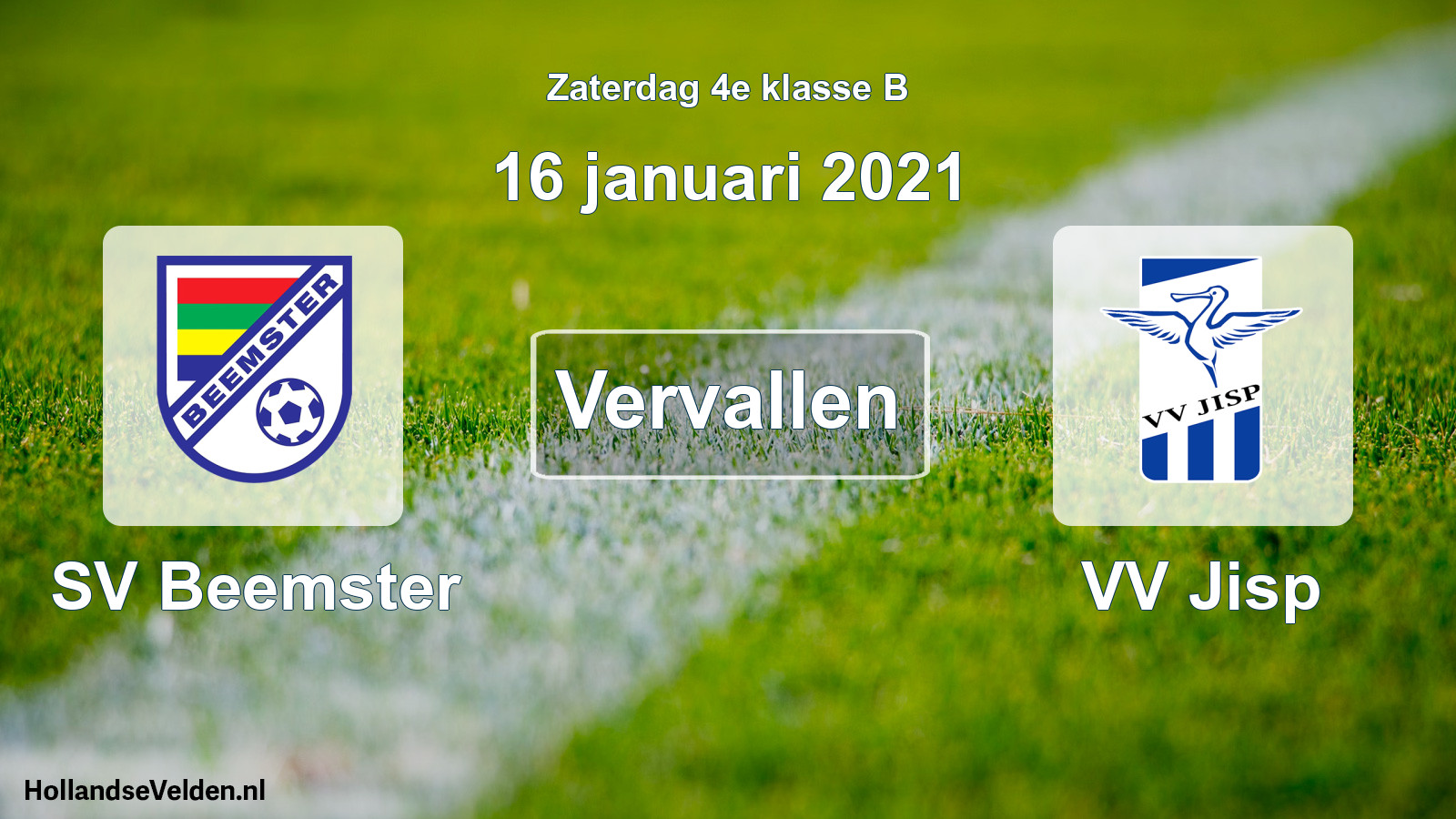 Scheduled Match: SV Beemster - VV Jisp (16 January 2021)