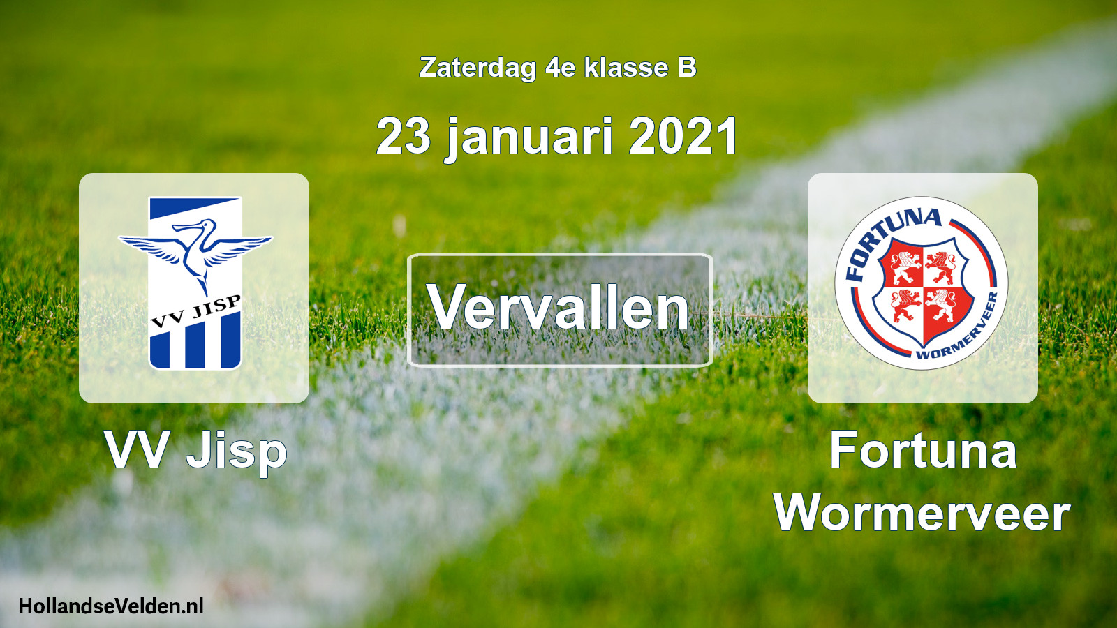 Scheduled Match: VV Jisp - Fortuna Wormerveer (23 January 2021)