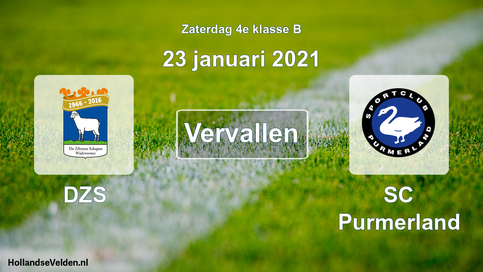 Scheduled Match: DZS - SC Purmerland (23 January 2021)