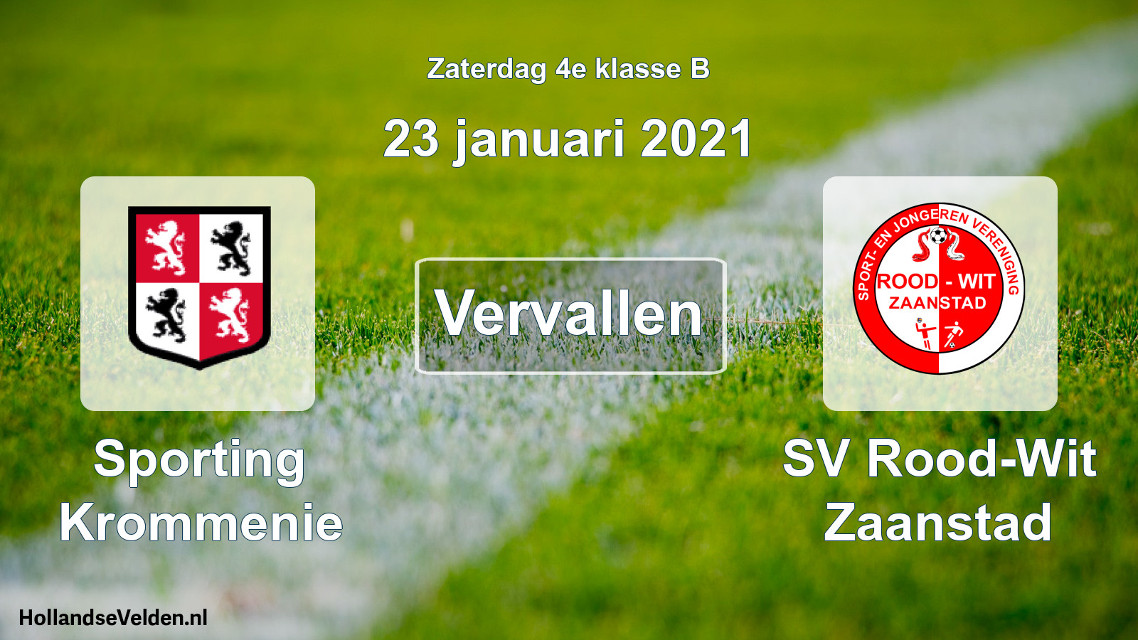 Scheduled Match: Sporting Krommenie - SV Rood-Wit Zaanstad (23 January 2021)