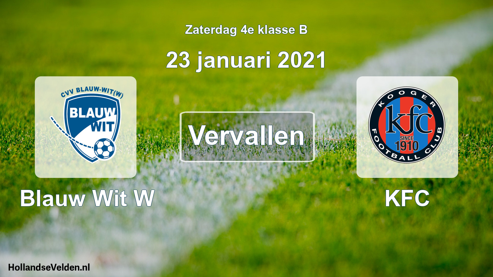 Scheduled Match: Blauw Wit W - KFC (23 January 2021)