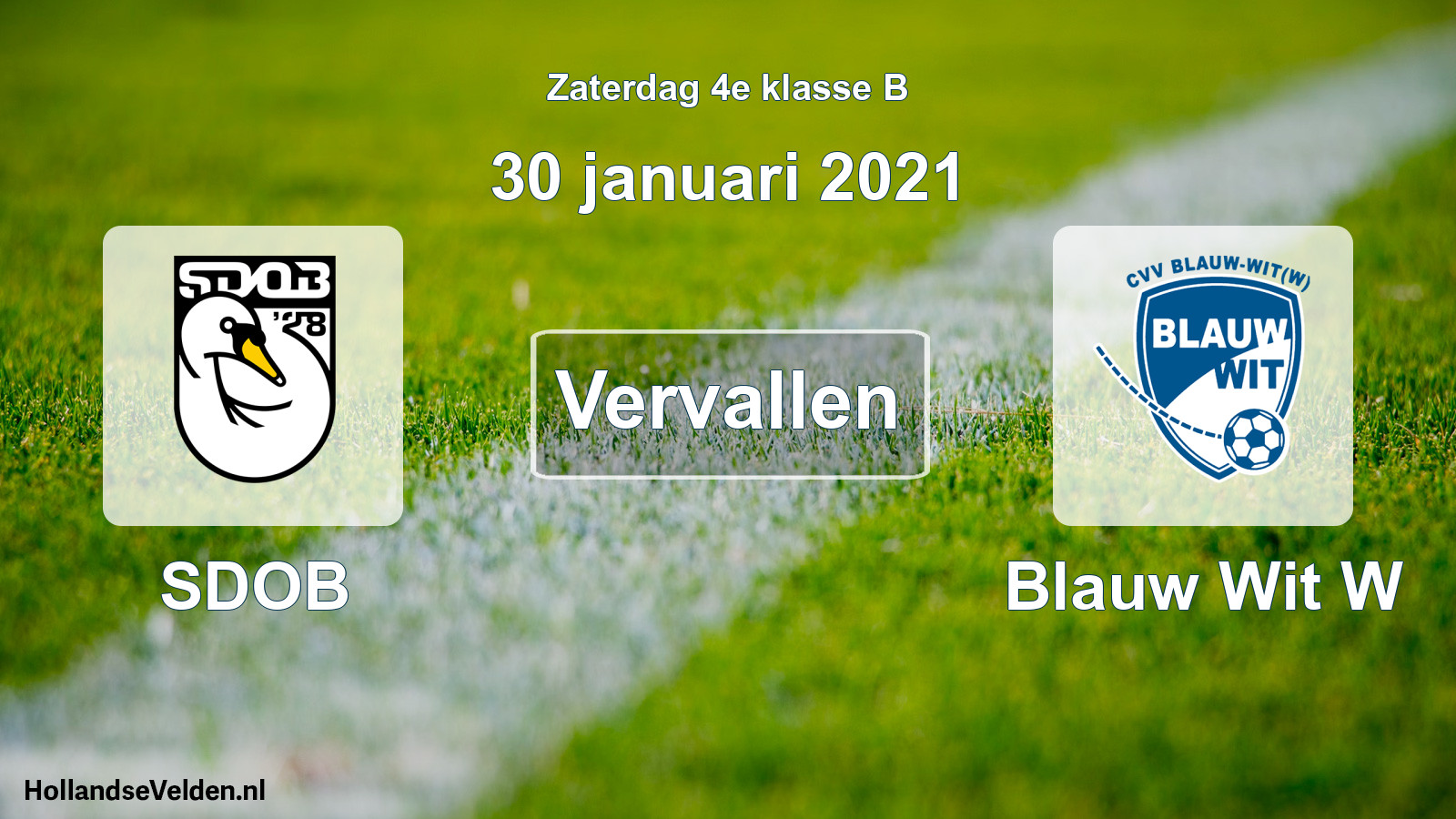 Scheduled Match: SDOB - Blauw Wit W (30 January 2021)