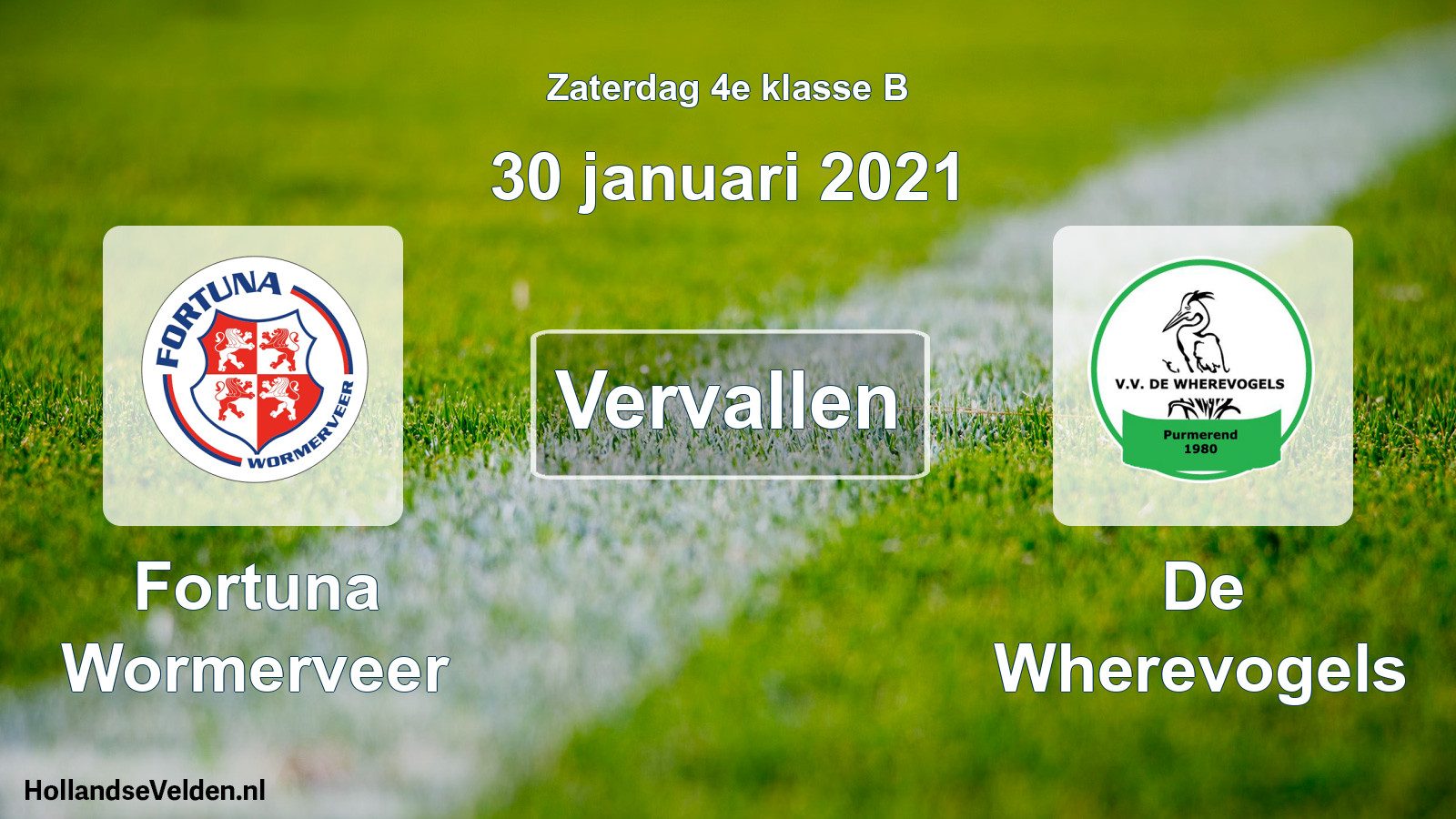 Scheduled Match: Fortuna Wormerveer - De Wherevogels (30 January 2021)