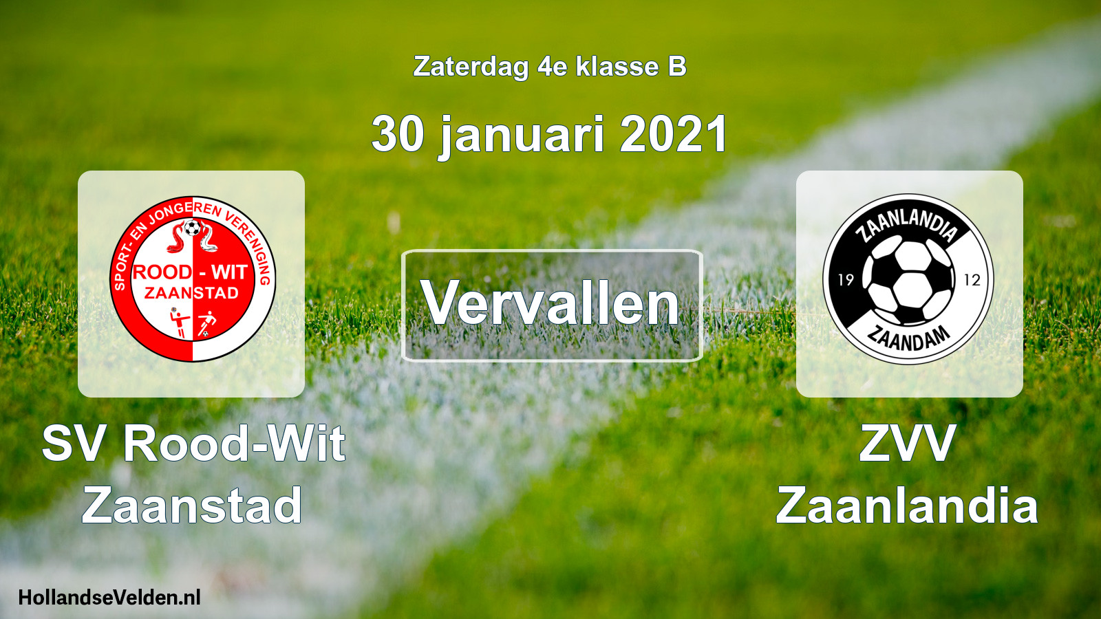 Scheduled Match: SV Rood-Wit Zaanstad - ZVV Zaanlandia (30 January 2021)
