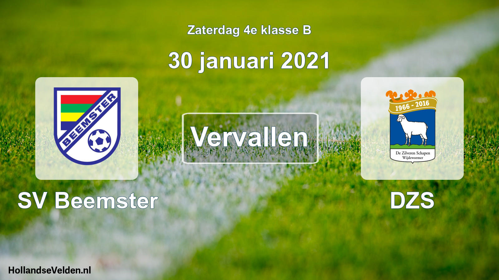 Scheduled Match: SV Beemster - DZS (30 January 2021)