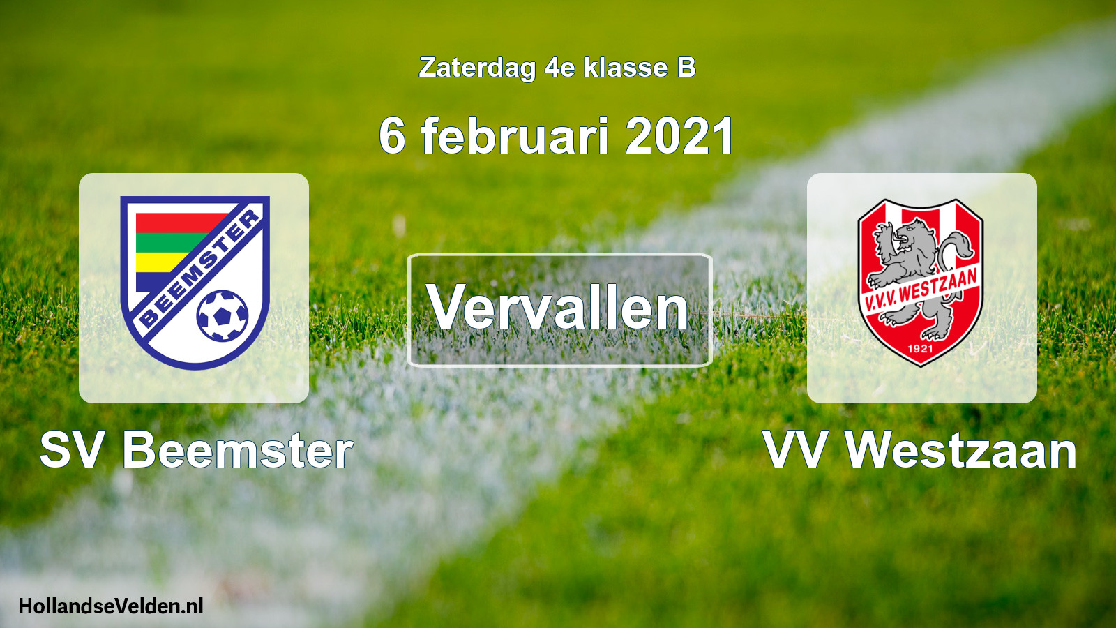 Scheduled Match: SV Beemster - VV Westzaan (6 February 2021)