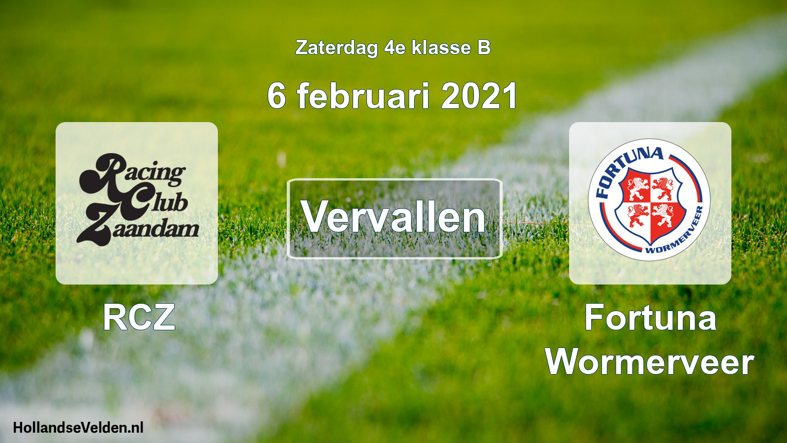 Scheduled Match: RCZ - Fortuna Wormerveer (6 February 2021)