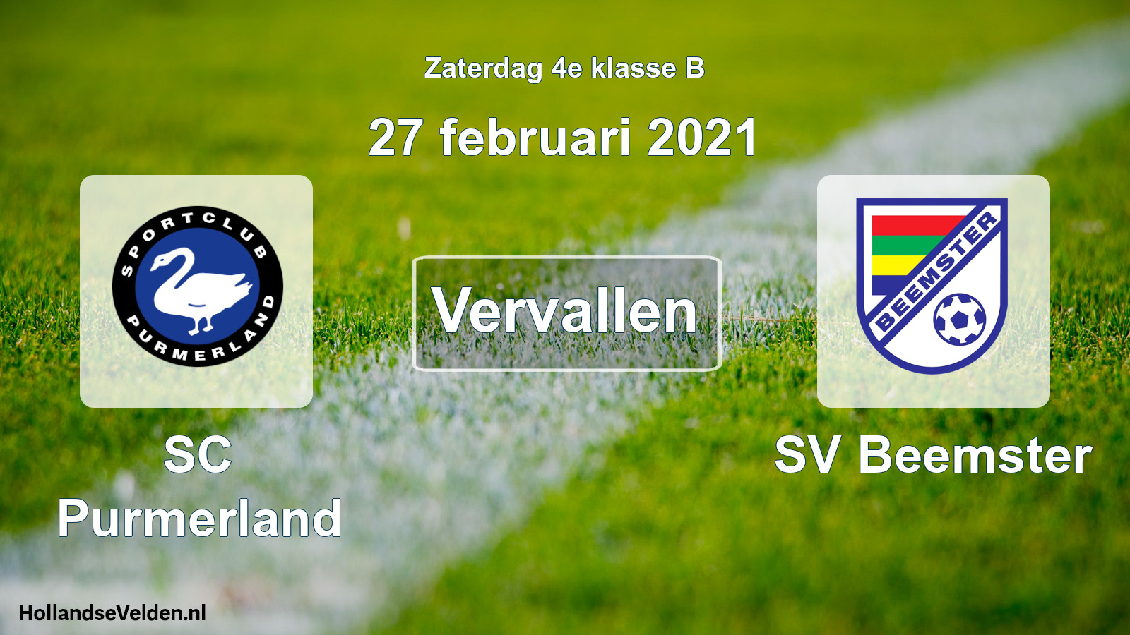 Scheduled Match: SC Purmerland - SV Beemster (27 February 2021)