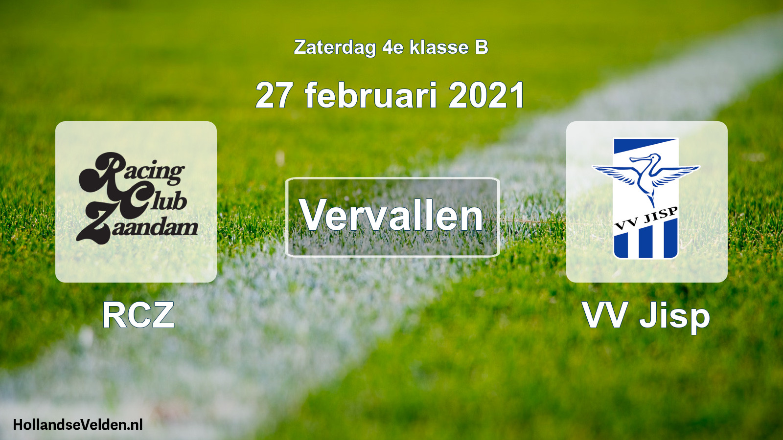 Scheduled Match: RCZ - VV Jisp (27 February 2021)