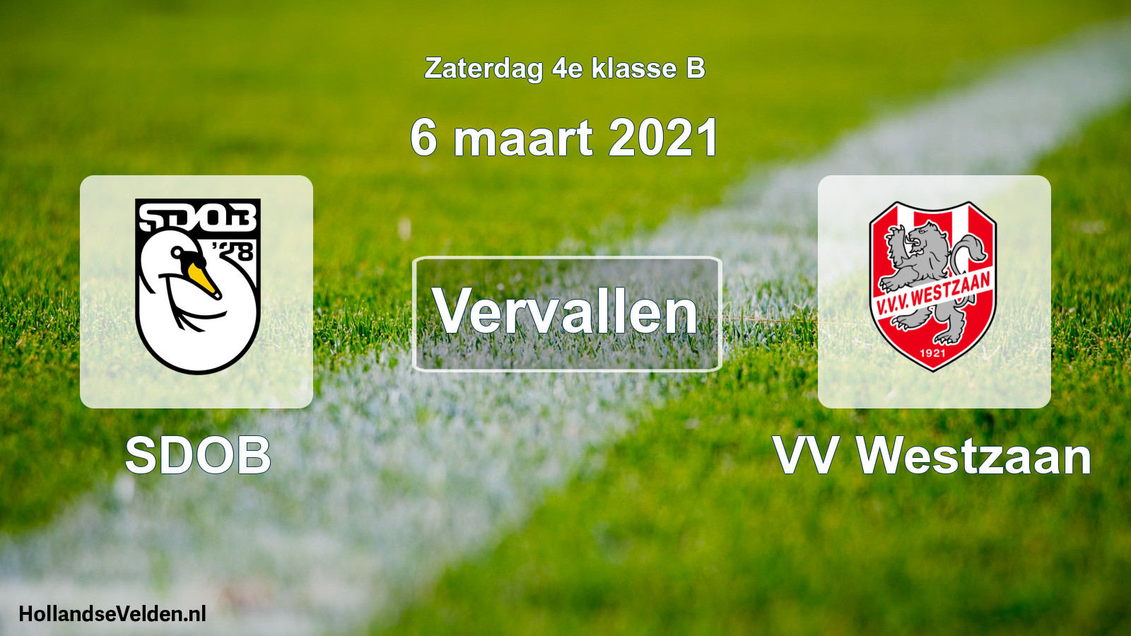 Scheduled Match: SDOB - VV Westzaan (6 March 2021)
