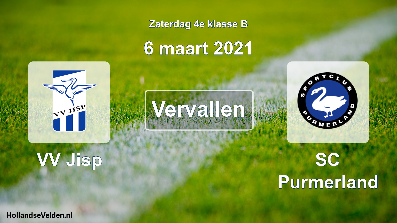 Scheduled Match: VV Jisp - SC Purmerland (6 March 2021)