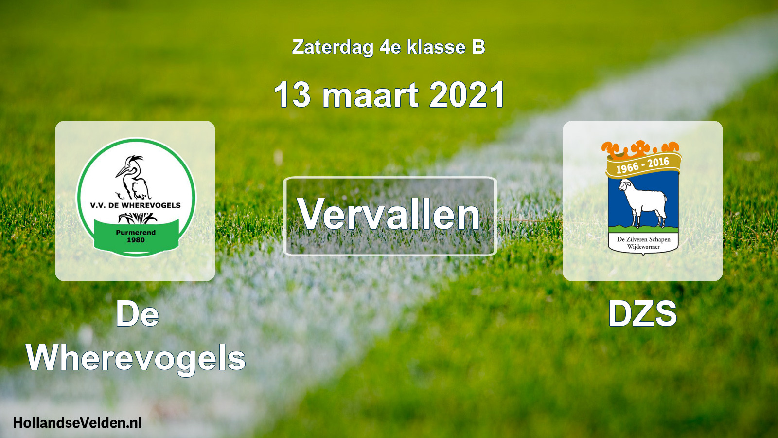 Scheduled Match: De Wherevogels - DZS (13 March 2021)