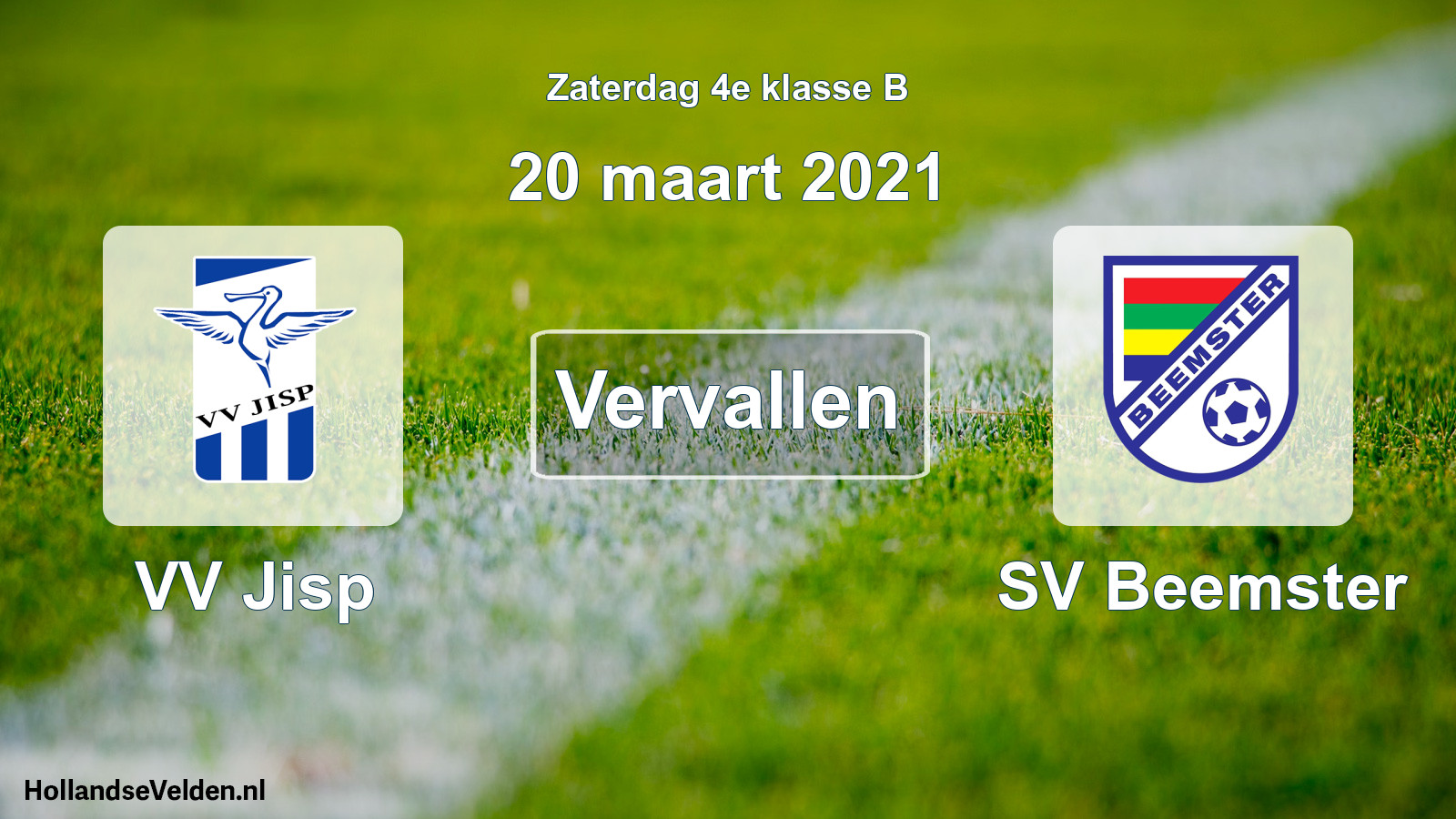 Geplande wedstrijd: VV Jisp - SV Beemster (20 maart 2021)