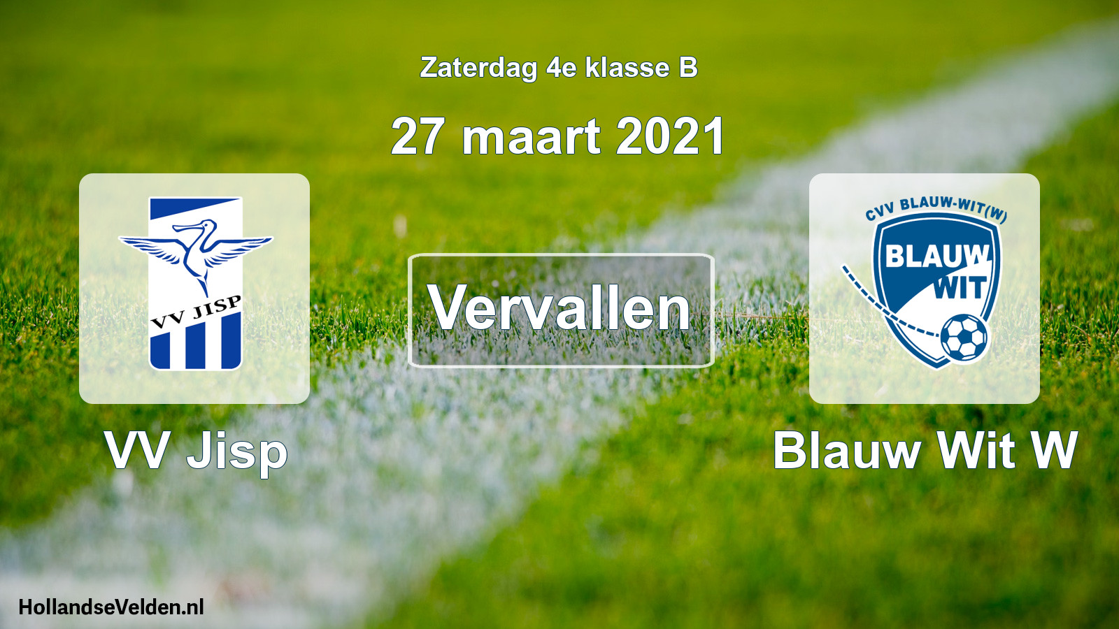 Scheduled Match: VV Jisp - Blauw Wit W (27 March 2021)
