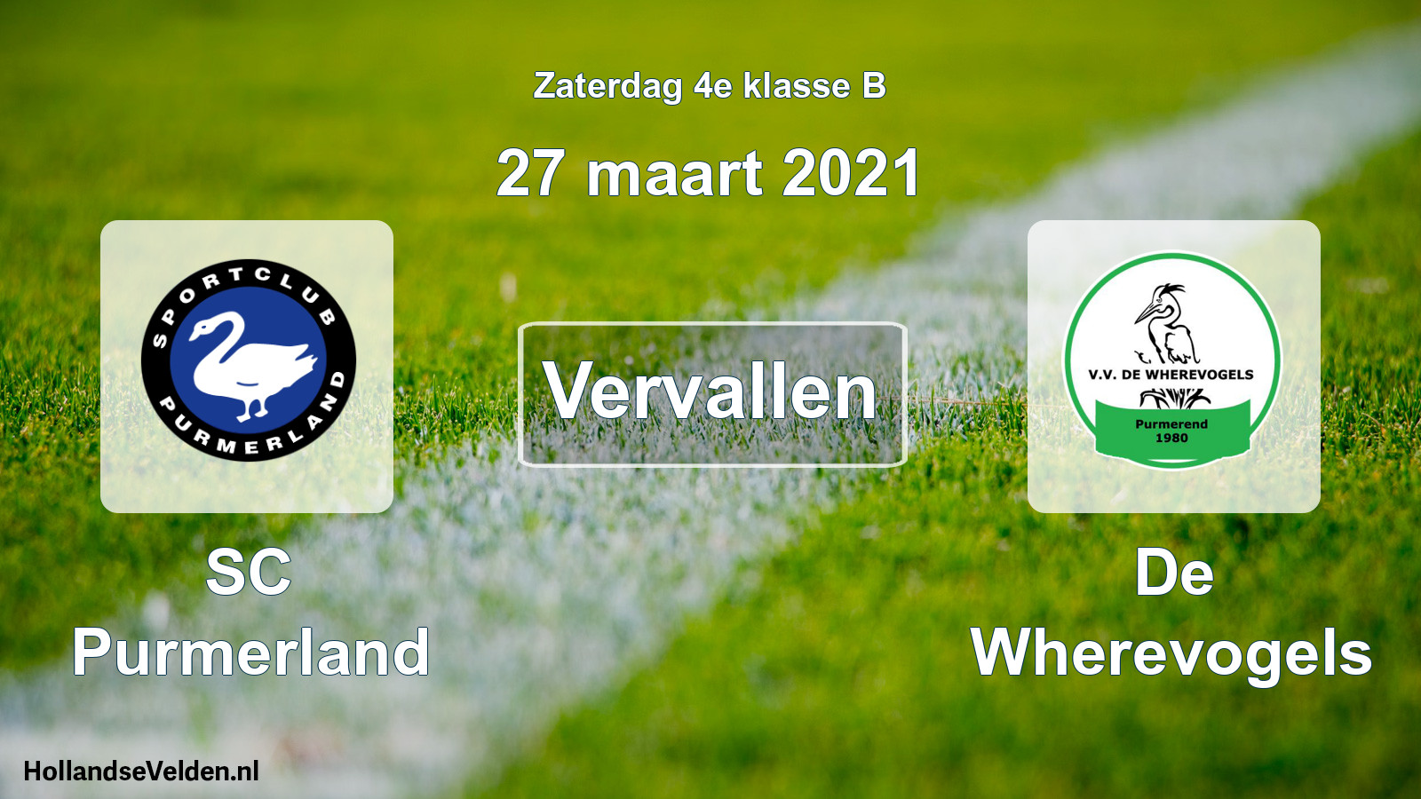 Scheduled Match: SC Purmerland - De Wherevogels (27 March 2021)