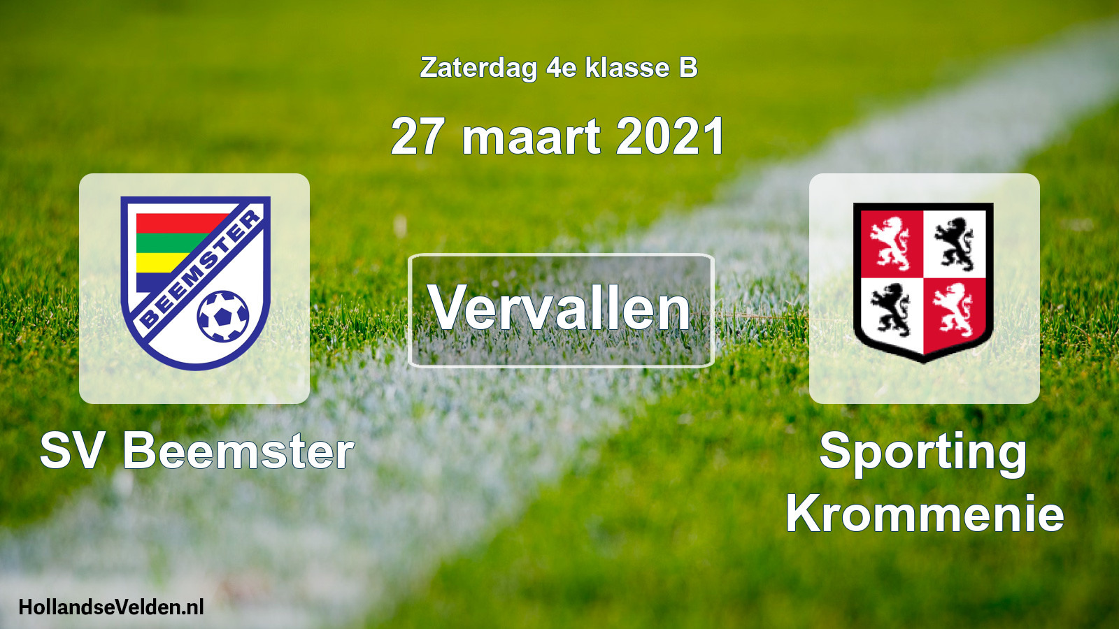 Scheduled Match: SV Beemster - Sporting Krommenie (27 March 2021)