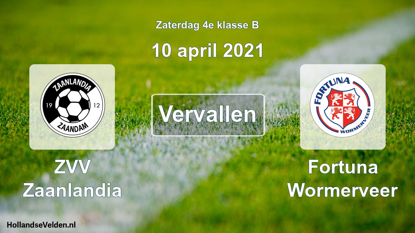 Scheduled Match: ZVV Zaanlandia - Fortuna Wormerveer (10 April 2021)
