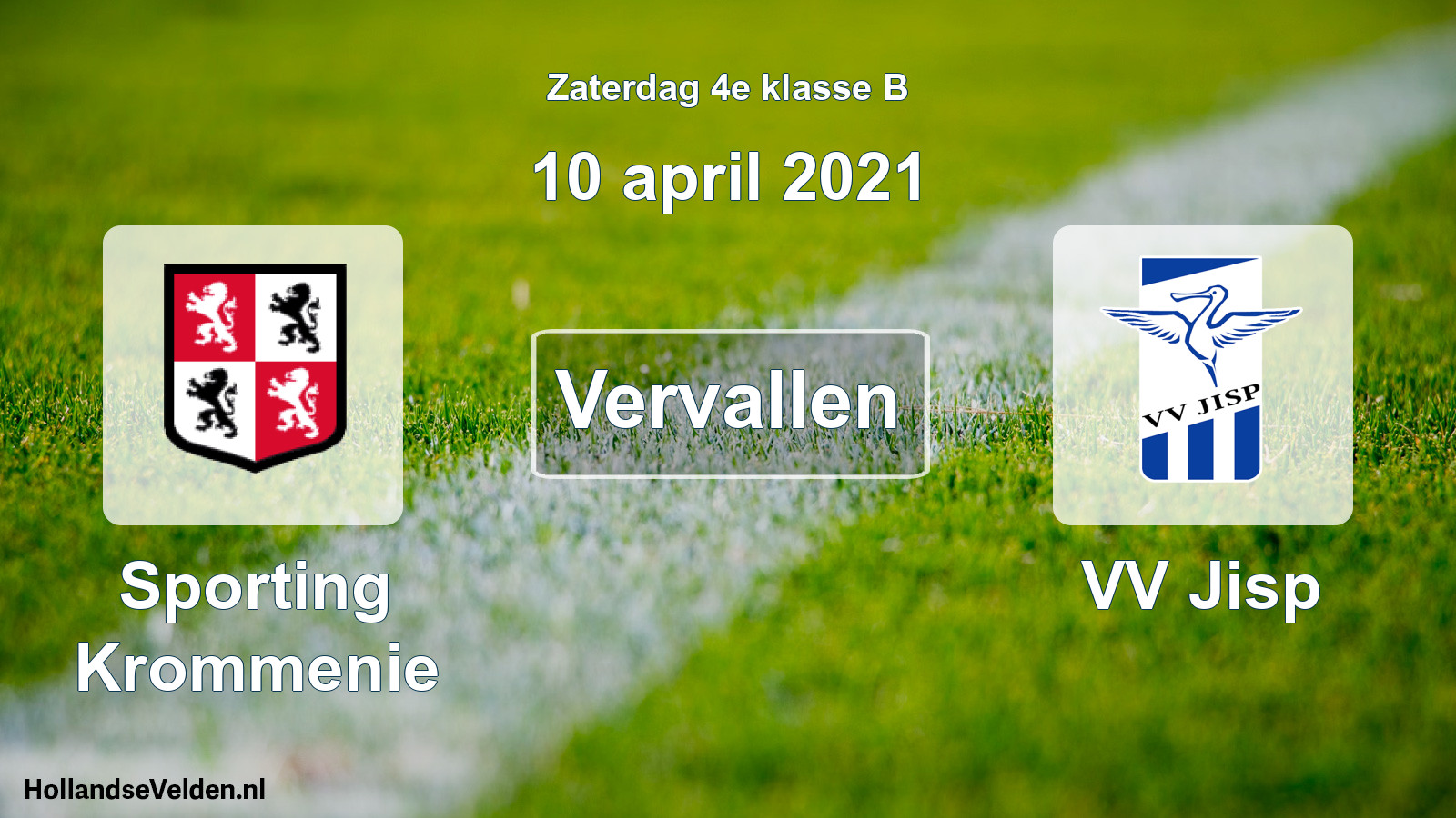 Scheduled Match: Sporting Krommenie - VV Jisp (10 April 2021)