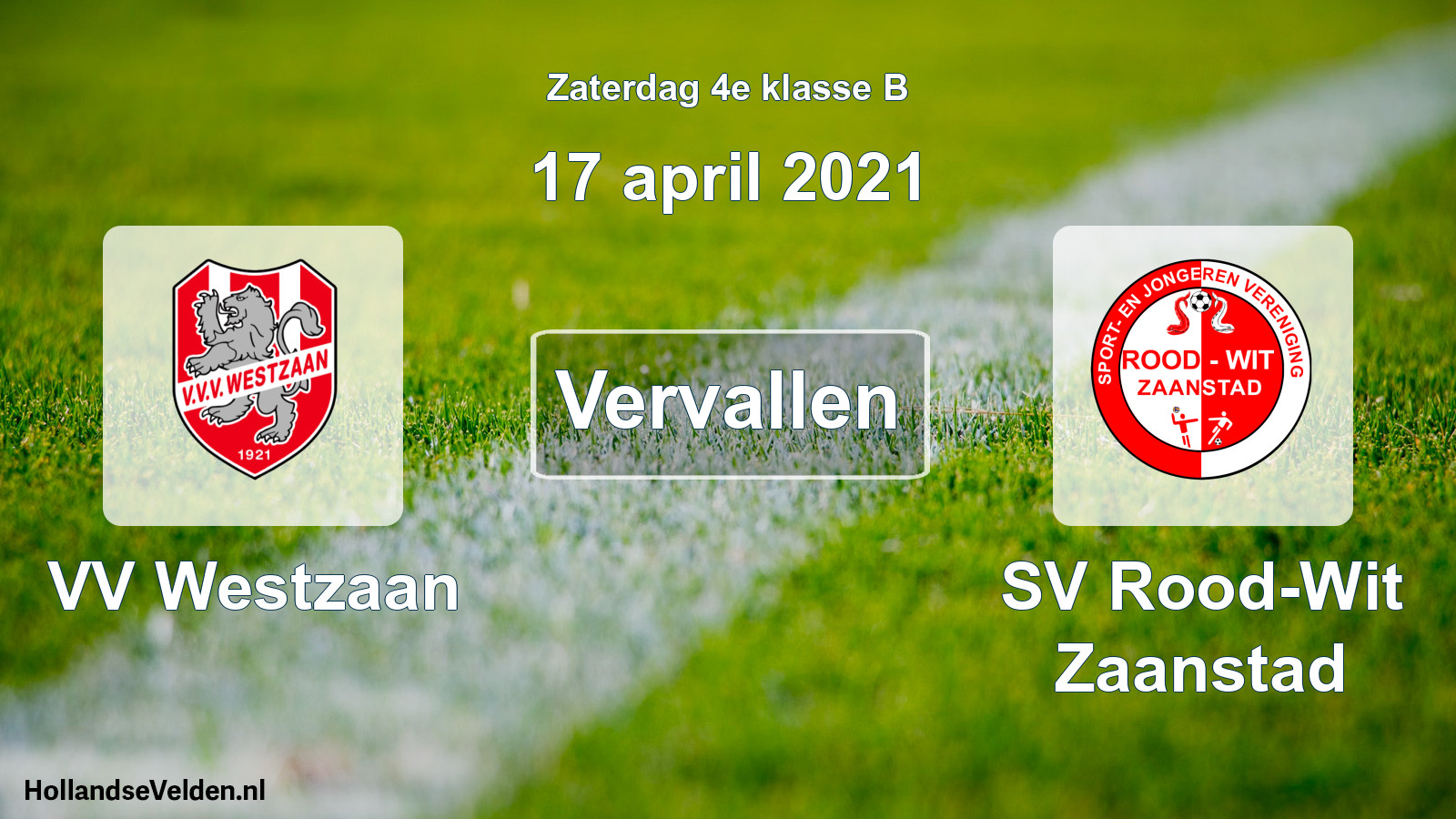Scheduled Match: VV Westzaan - SV Rood-Wit Zaanstad (17 April 2021)