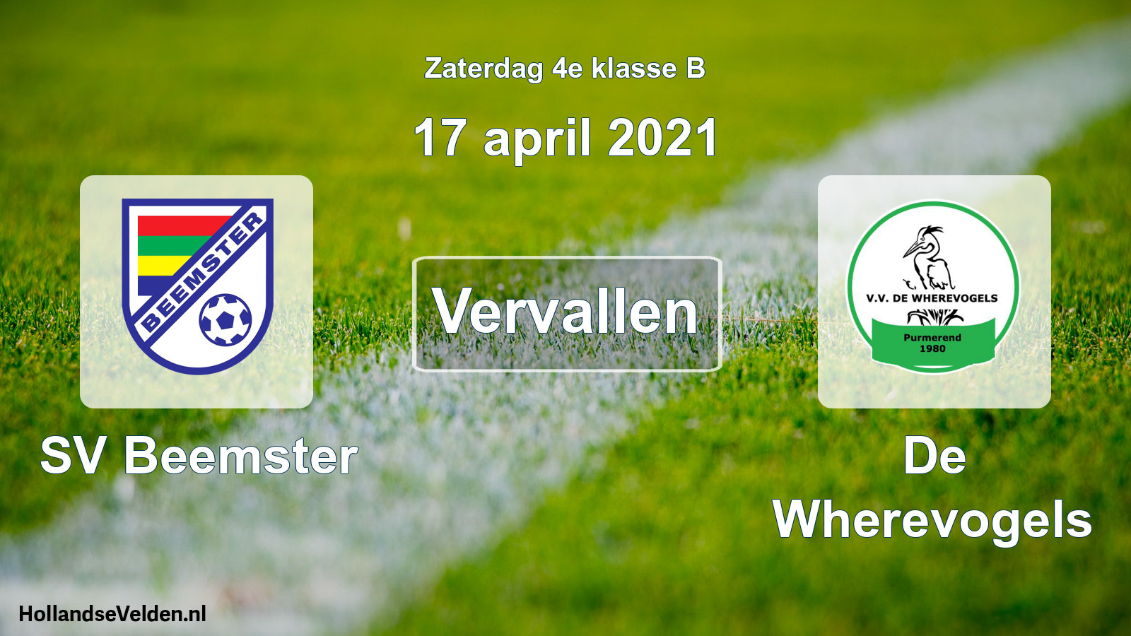 Scheduled Match: SV Beemster - De Wherevogels (17 April 2021)