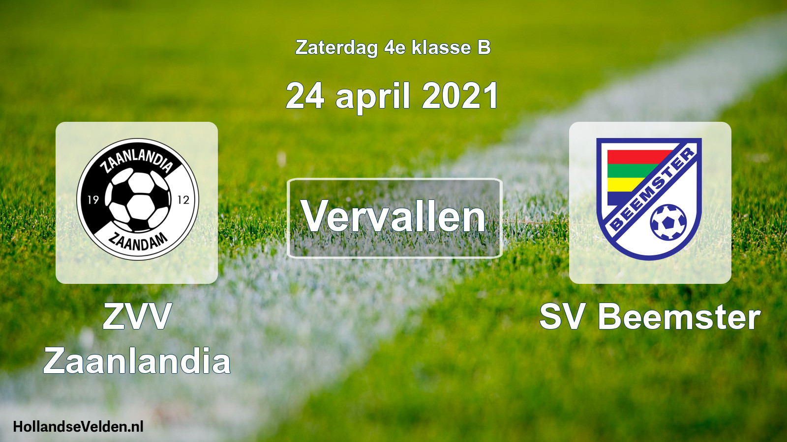Scheduled Match: ZVV Zaanlandia - SV Beemster (24 April 2021)