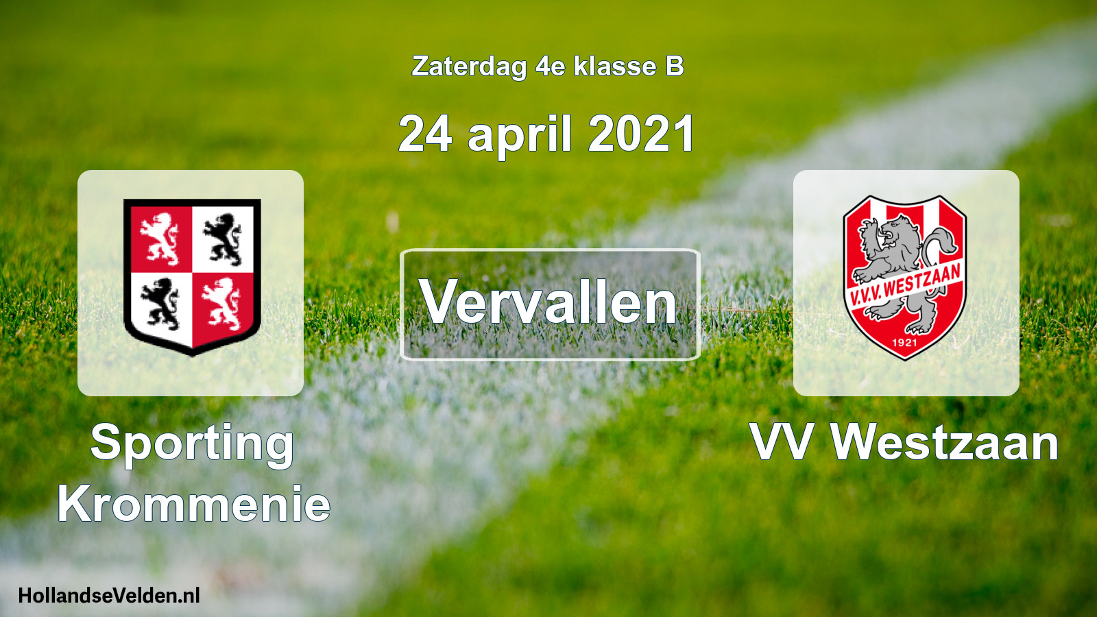 Scheduled Match: Sporting Krommenie - VV Westzaan (24 April 2021)