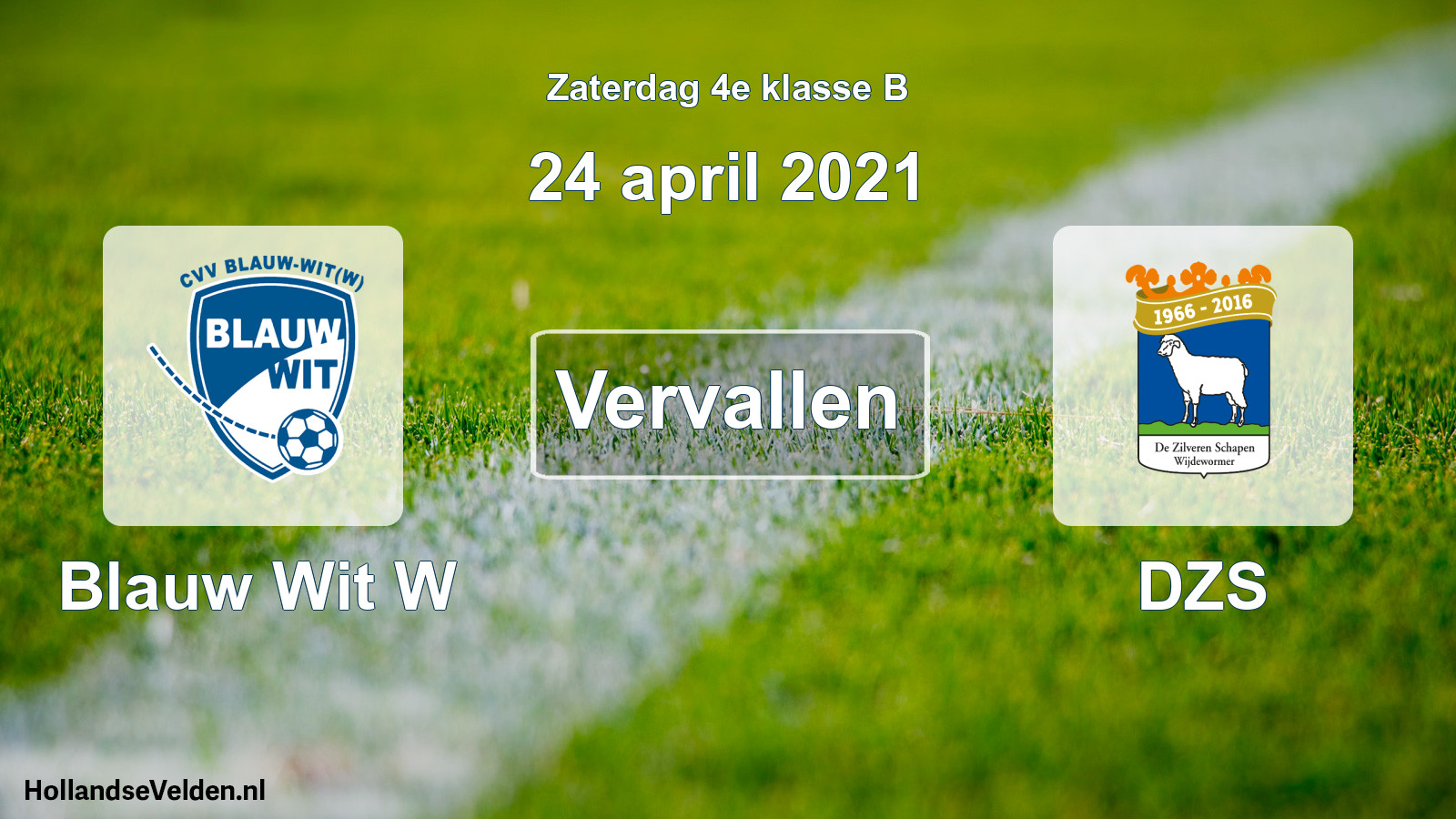 Scheduled Match: Blauw Wit W - DZS (24 April 2021)