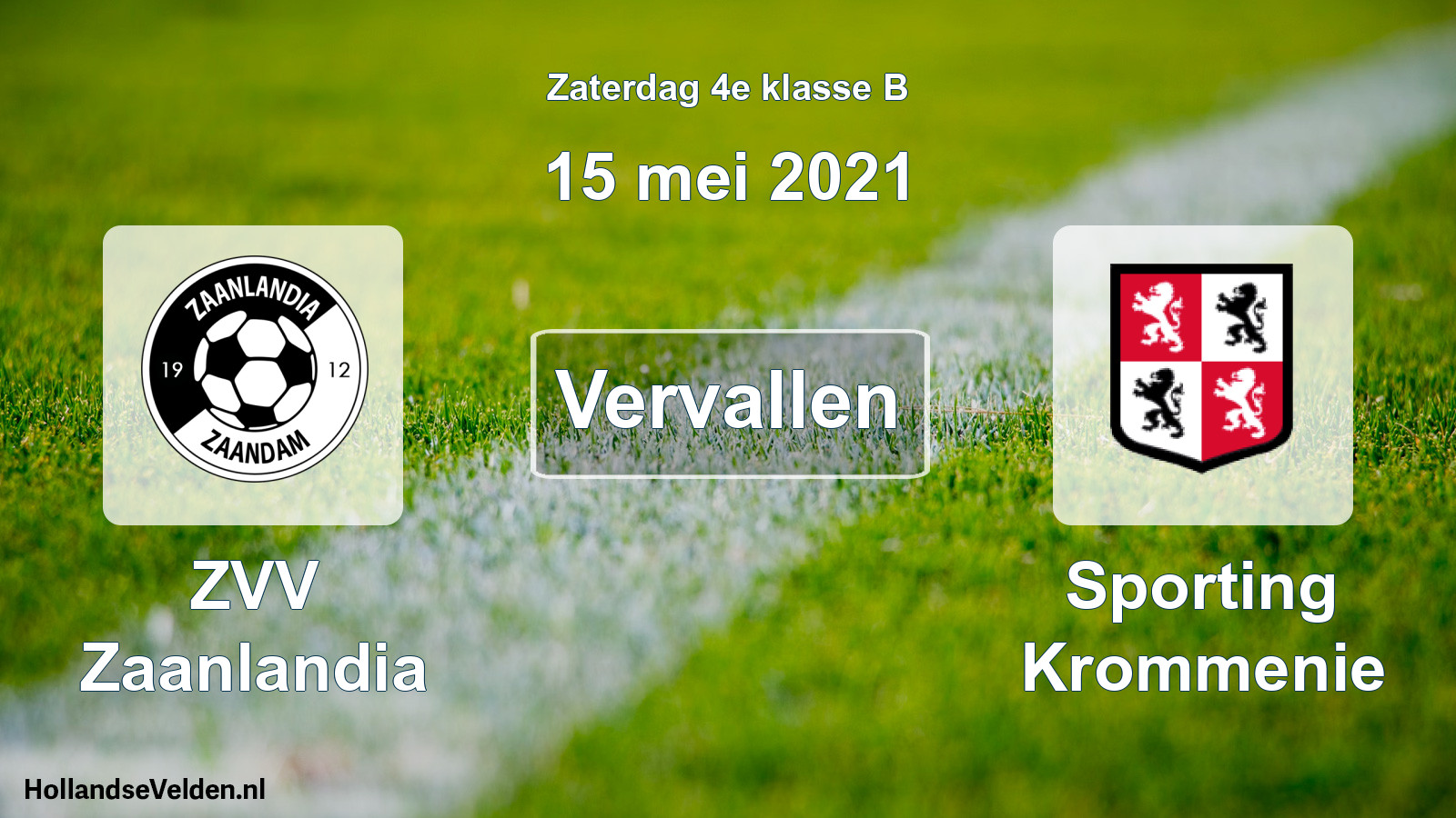 Scheduled Match: ZVV Zaanlandia - Sporting Krommenie (15 May 2021)