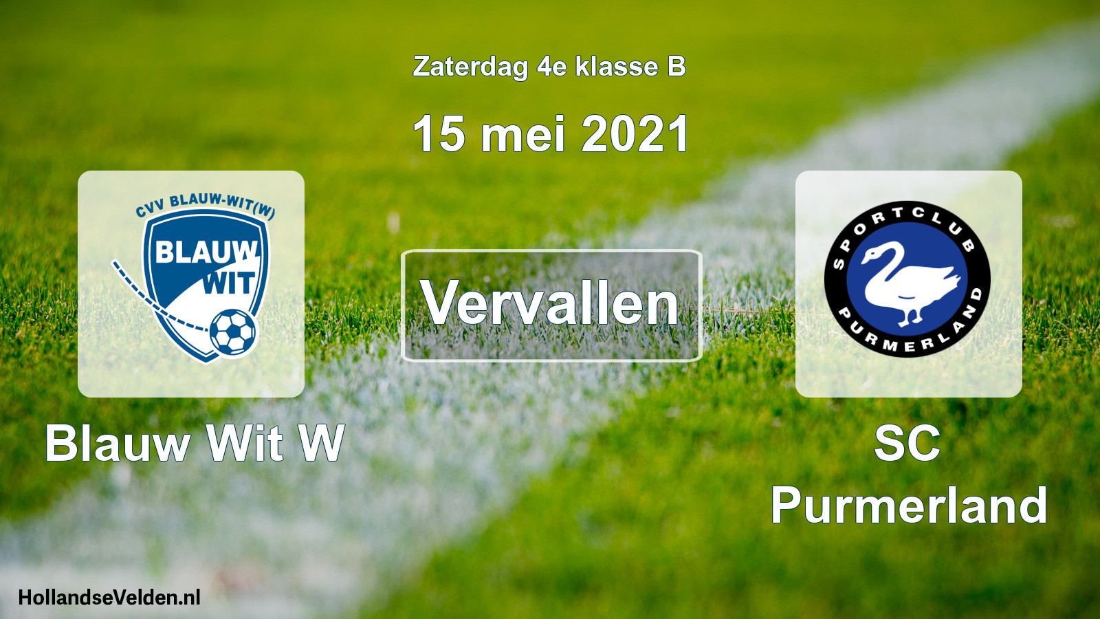 Scheduled Match: Blauw Wit W - SC Purmerland (15 May 2021)