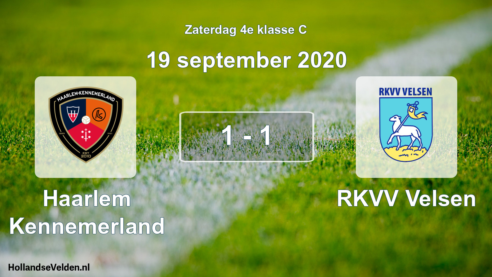 Total number of matches played: Haarlem Kennemerland - RKVV Velsen 1 - 1 (19 September 2020)