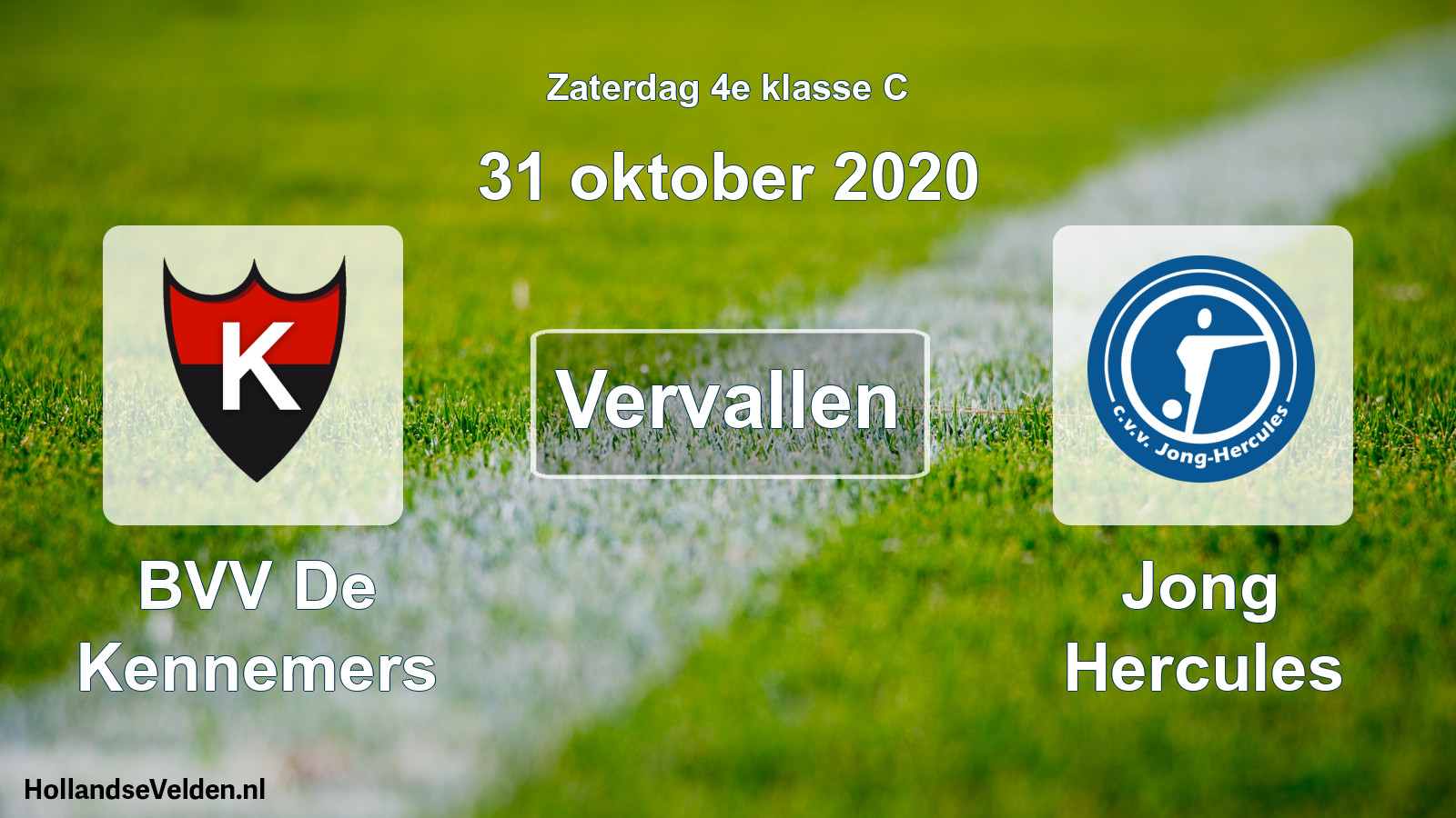 Scheduled Match: BVV De Kennemers - Jong Hercules (31 October 2020)